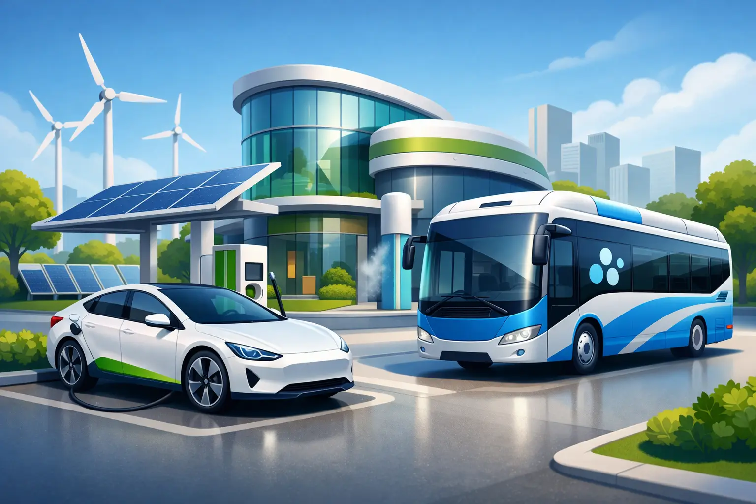 Electric Cars, Hydrogen Buses Join Erisha Hub